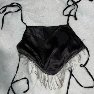 XS SHEIN Bandana Top With Fringe Rhinestone
